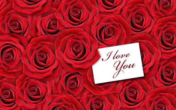 Красные Розы Белая Карточка Форме Сердца Бумаги Сердца — стоковое фото