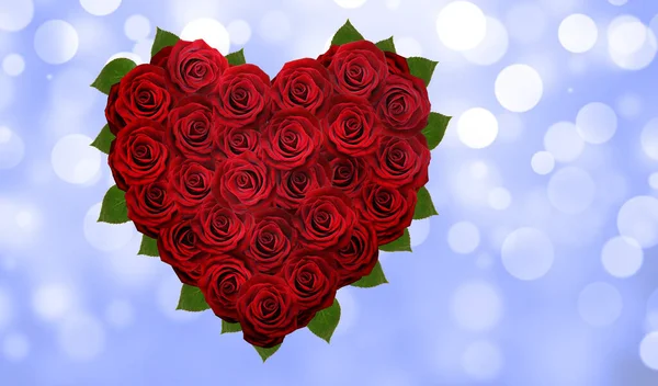 Красные Розы Фоне Сердец — стоковое фото