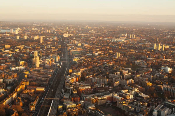 Elevated View City Sunset — Stock Photo, Image