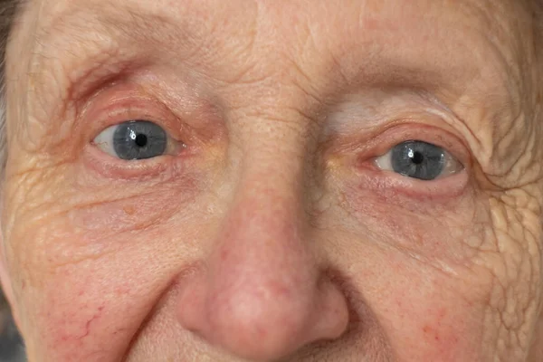 Portrait Senior Caucasian Woman Eyes Themes Retirement Senior Aging Process — Stock Photo, Image