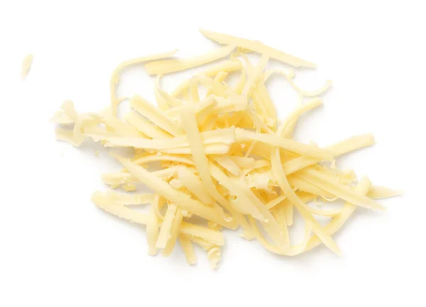 Grated Cheese Isolated White Background Flat Lay Top View — Stock Photo, Image