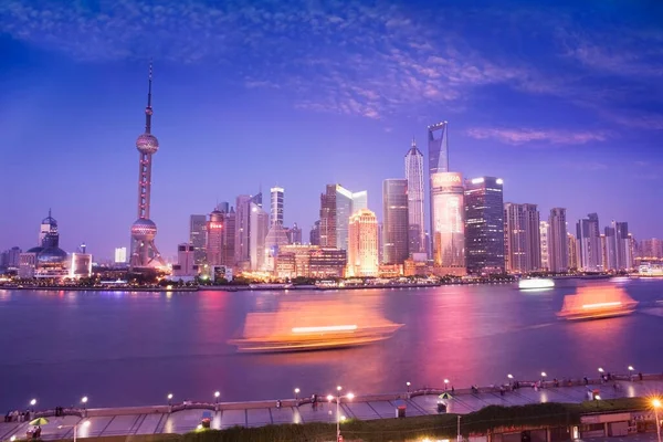 Pudong Skyline Skymningen Från Bund Shanghai Kina Asien — Stockfoto