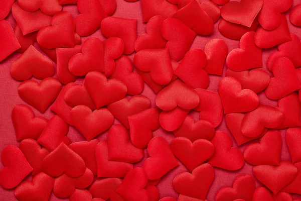 Fond Saint Valentin Coeurs Soie Rouge Carte Saint Valentin Vue — Photo
