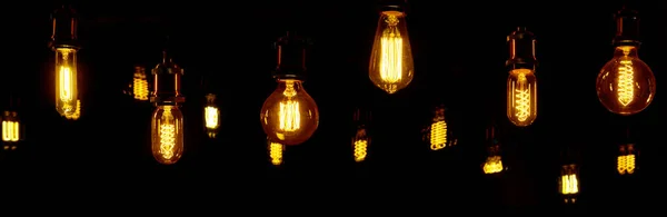 Several Particularly Bright Lamps Dark Background — Stock Photo, Image