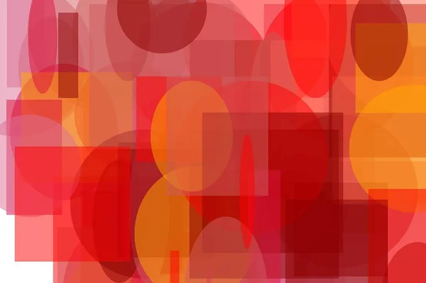 Ilustración Minimalista Abstracta Color Rojo Anaranjado Con Círculos Elipses Cuadrados — Foto de Stock