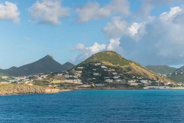 Vistas Panorámicas Desde Mar Isla San Martín Caribe Holandés — Foto de Stock