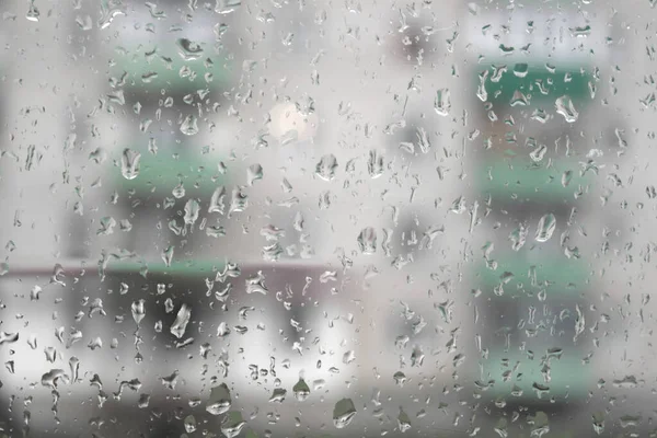 Gouttes Pluie Sur Verre Fenêtre Fond Temps Pluvieux — Photo