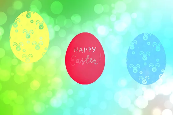 Happy Easter Card Abstract Blue Green Yellow Spring Happy Easter — Stock Photo, Image
