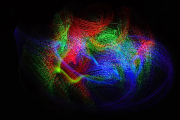 Fibra Ottica Creare Nel Buio Tracce Luce Colorata Nell Aria — Foto Stock