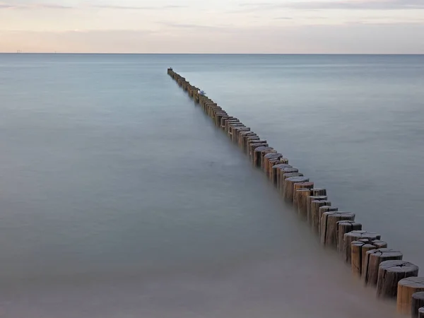 Groyne Пляжі Зінгст Тривалим Часом Експозиції — стокове фото