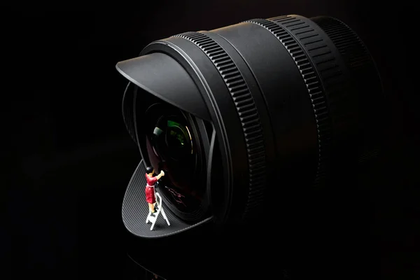 Camera Lens Black Background — Stock Photo, Image