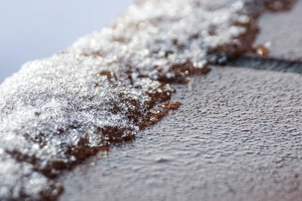 Κρύσταλλοι Χιονιού Κοντά Λεπτομέρεια Χειμώνα Μαλακή Εστίαση — Φωτογραφία Αρχείου