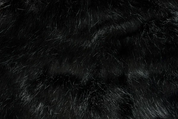 Високо Деталізована Фонова Текстура Чорного Хутра Синтетичного Довгого Волосся Тварин — стокове фото