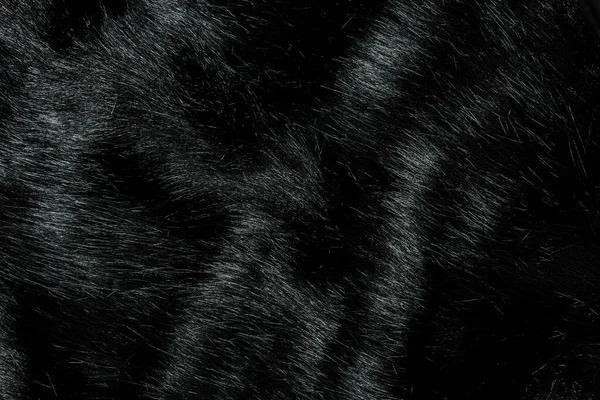Wysoce Szczegółowa Faktura Tła Czarnego Futra Wykonanego Syntetycznych Długich Włosów — Zdjęcie stockowe