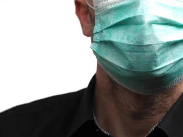 Close Van Een Zakenman Met Een Medische Bescherming Masker Een — Stockfoto