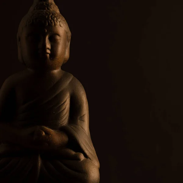 Gros Plan Une Statue Bouddha Avec Espace Pour Texte Concept — Photo