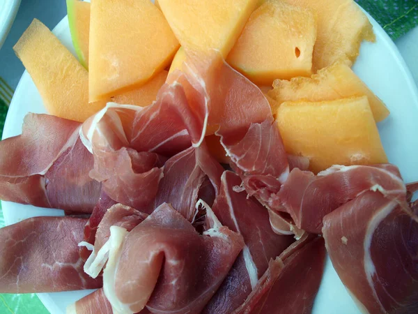 Primo Piano Prosciutto Affettato Prosciutto — Foto Stock