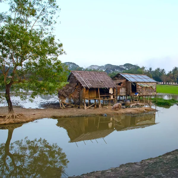 Houten Huis Het Dorp — Stockfoto