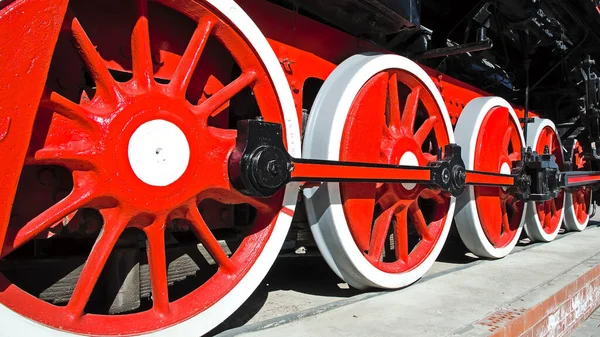 Stará Červená Parní Lokomotiva — Stock fotografie