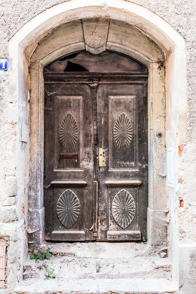 Historic Stone Entrance Portal 1836 Historic House Number Ornate Double — Stock Photo, Image