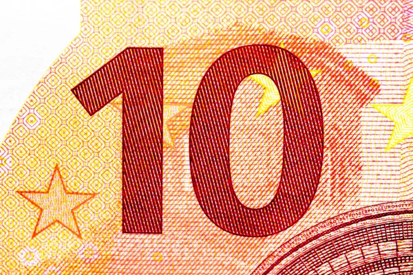 Európai Eurokészpénz Hátoldalának Eleje Bankjegy Címlete Tíz Euró — Stock Fotó