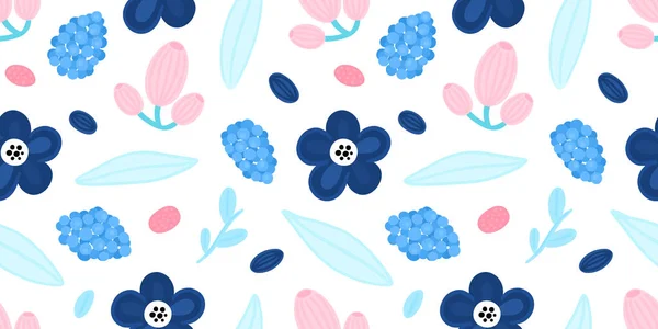 Floral Seamless Pattern Hand Drawn Beautiful Flowers Colorful Repeating Background — Stock Photo, Image