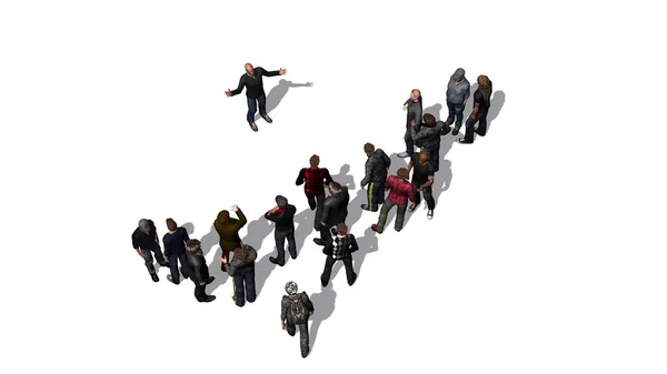 Foule Personnes Debout Ensemble Isolé Sur Fond Blanc Illustration — Photo