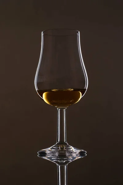 Glass Cognac Dark Background — Stock Photo, Image