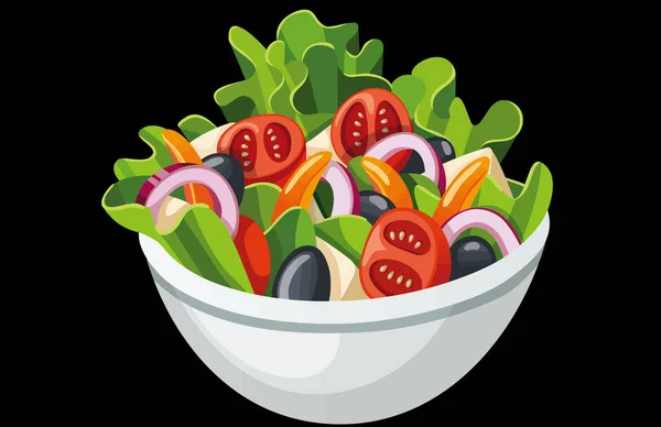 蔬菜和西红柿沙拉 矢量说明 — 图库照片