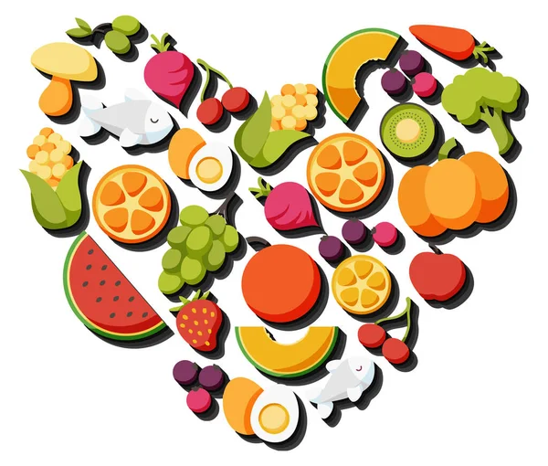 Fruits Vegetables Healthy Food Vector Illustration — Stock Photo, Image