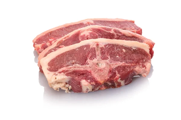 Rauw Rundvlees Geïsoleerd Witte Achtergrond — Stockfoto