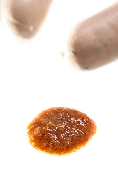 Close Piece Tomato Sauce White Background — Stock Photo, Image
