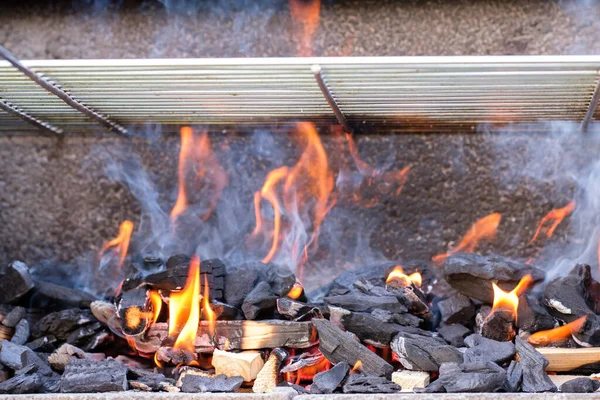 Fireplace Burning Firewood Oven — Stock Photo, Image