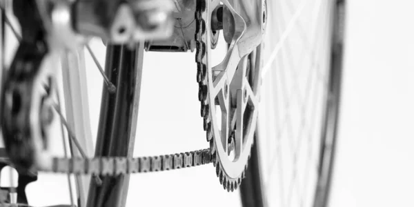 Ritzel Mit Zweiradkette Schwarz Weißer Nahaufnahme — Stockfoto