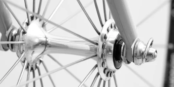 Close Uma Roda Bicicleta — Fotografia de Stock