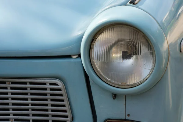 Fényszóró Anf Előtt Egy Trabant Kék Közelről — Stock Fotó