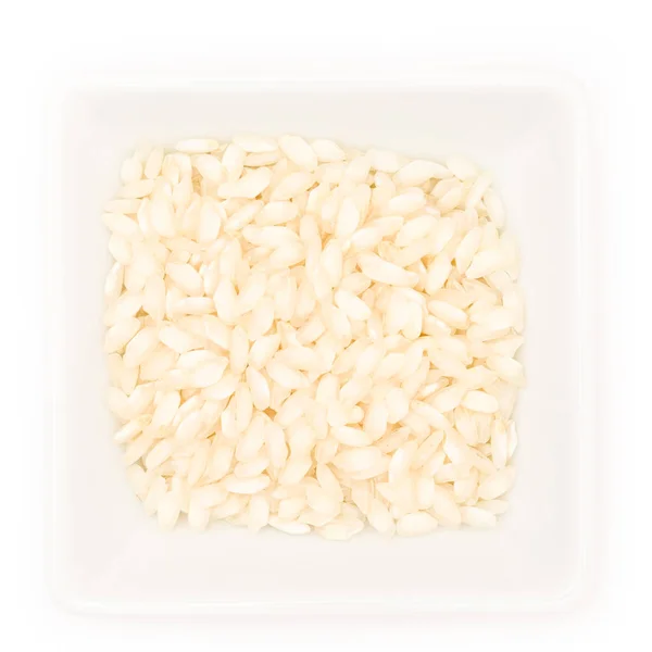 Arroz Branco Cru Uma Tigela Isolada Fundo — Fotografia de Stock