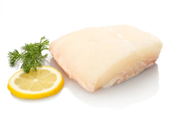 White Halibut Fisch Lemon Dill White Isolated Royalty Free Stock Images