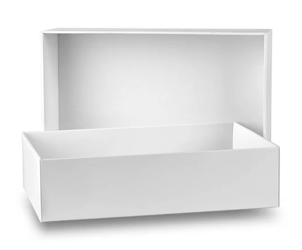 グレーの背景に白のブランクボックス 3Dイラスト — ストック写真