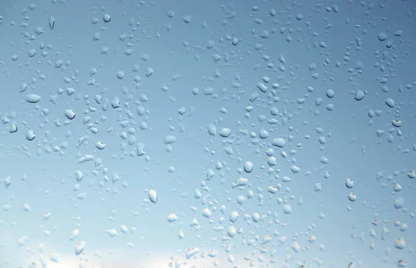 Tropfen Wasser Regen Auf Fenster Über Himmel Flache Dof — Stockfoto