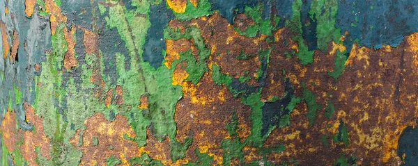 Wide Green Brown Rusted Steel Texture Useful Background — Stock Photo, Image