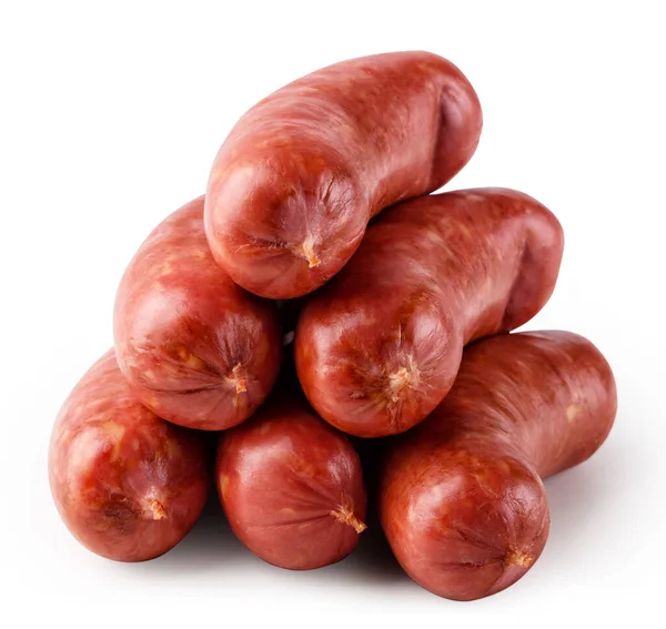 Stack Fresh Juicy Sausages Isolated White Background — Stock Photo, Image