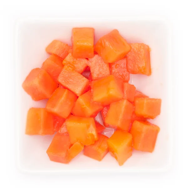 Orange Pieces Papaya Fruit Bowl Top View — Stock Photo, Image