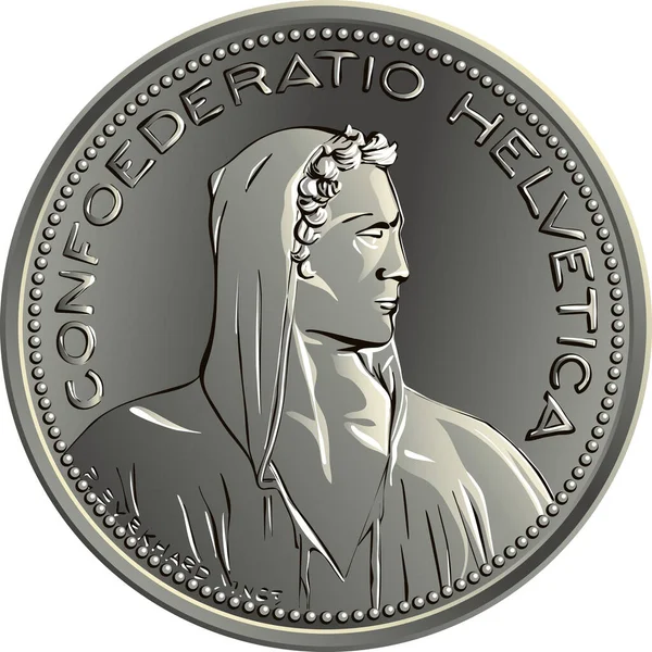 Obverse Swiss Francs Silver Coin Bust Alpine Herdsman Legend Confoederatio — Fotografia de Stock