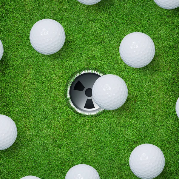 Белый Мяч Гольфа Лунка Гольфа Зеленой Траве Поля Гольфа Абстрактный — стоковое фото