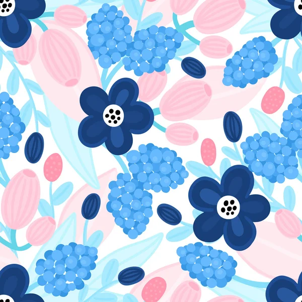 Florales Nahtloses Muster Handgezeichnete Schöne Blumen Bunte Sich Wiederholende Hintergrund — Stockfoto