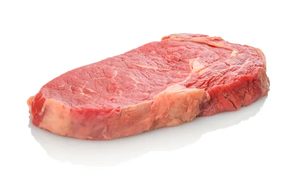 Syrový Žebírko Oko Steak Entrecote Hovězí Bílé Izolované — Stock fotografie