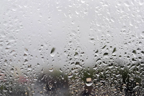 Cama Yağmur Damlaları Islak Pencere Yağmurlu Hava Suya Yağmur Damlaları — Stok fotoğraf