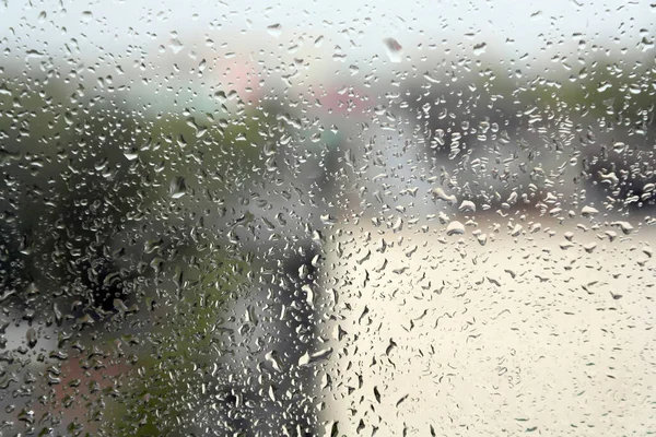 Gocce Pioggia Sulla Finestra Vetro Tempo Piovoso — Foto Stock