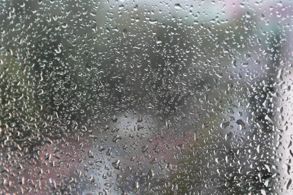 Gotas Lluvia Sobre Vidrio Cerca —  Fotos de Stock